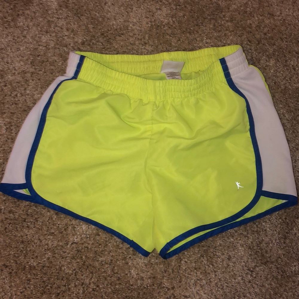 Neon yellow track shorts